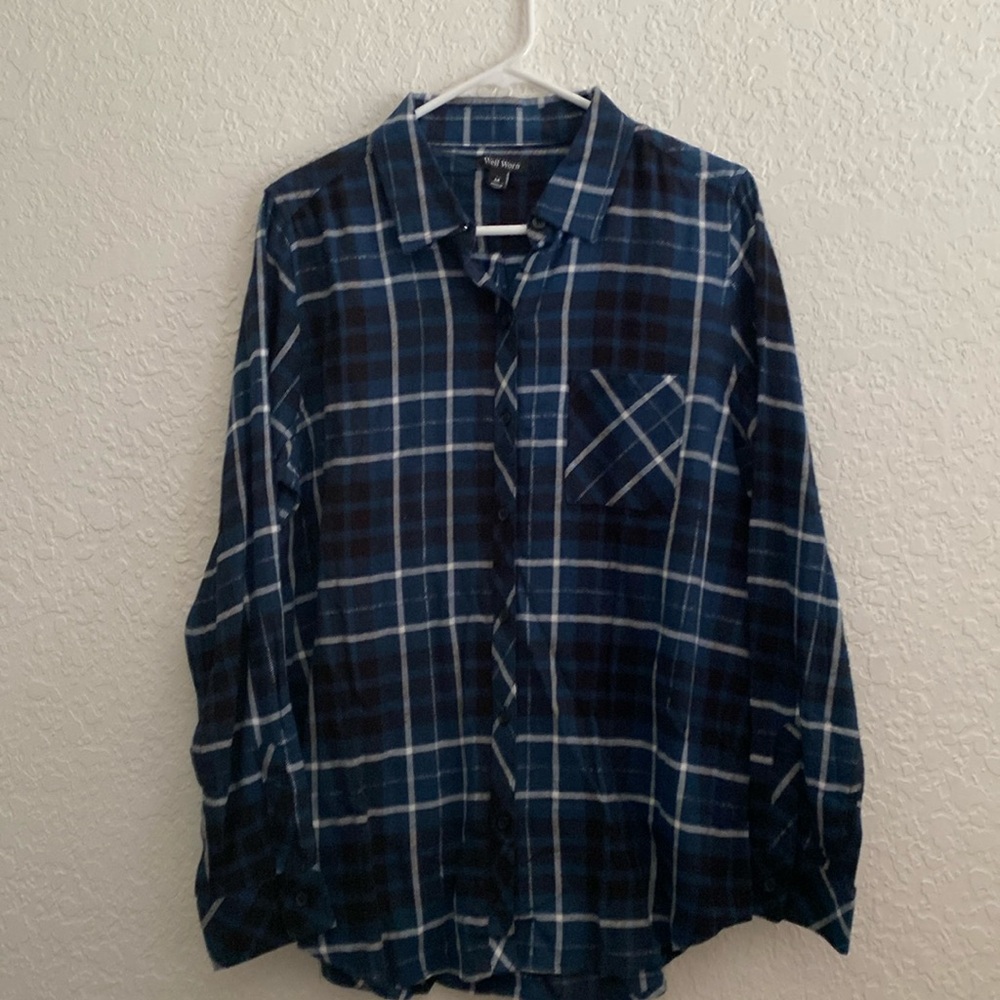 Woman’s shirt, size M, long sleeve’s, blue and white, cotton and viscose